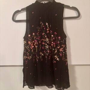 Anthropologie floreat Embroidered Floral Mock Neck Blouse Size S